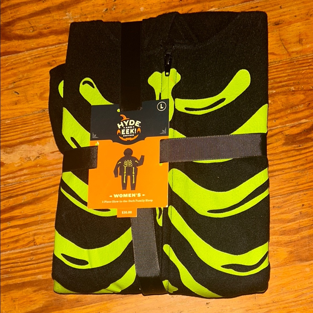 Hyde & Eek! Women's Skeleton Hooded Onesie Costume Pajamas Size Large